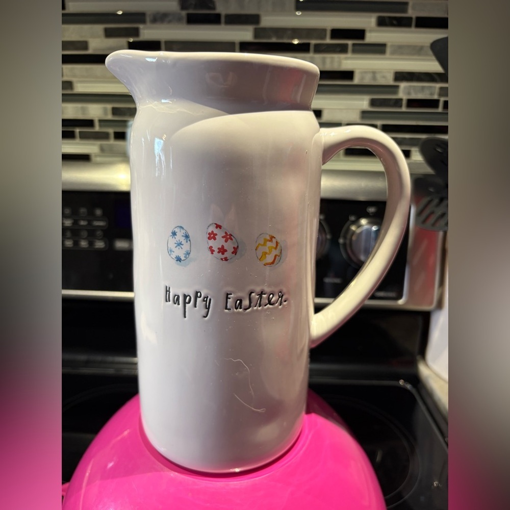 Rae Dunn Happy Easter White Ceramic Pitcher